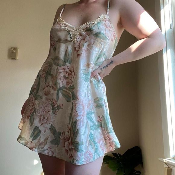 Vintage satin floral slip dress - Picture 7 of 8